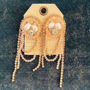 Anthropologie Gold and Pink Dangle Earrings- Never Worn!